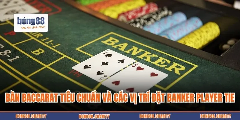 Bàn Baccarat tiêu chuẩn và các vị trí đặt Banker Player Tie